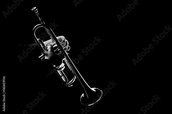 Obraz Gracz na trąbce. Trębacz grający jazz