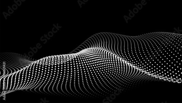 Fototapeta Abstract digital wave of particles. Futuristic point wave. Technology background vector. Vector illustration	