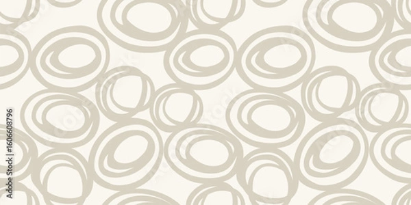 Fototapeta Seamless abstract vector pattern with hand drawn circle shapes in soft tones a light background. Pastel and modern design, perfect for textiles, packaging, wallpapers, and trendy print projects.