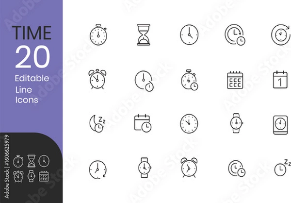Fototapeta Time Line Editable vector line Icons set