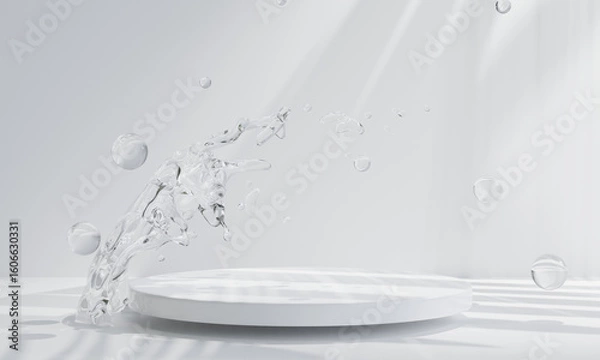Obraz Podium on the water for product presentation. Natural beauty pedestal, relaxation and health, 3d illustration