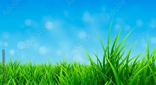 Fototapeta Emerald Dreams Abstract Nature in Full Bloom, Blue Above, Green Below A Seasonal Harmony