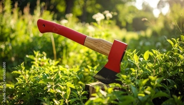 Obraz Axe resting in a garden