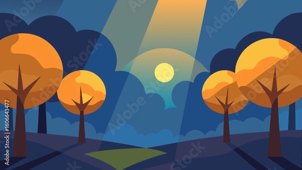 Obraz Evening Light Through Autumn Trees