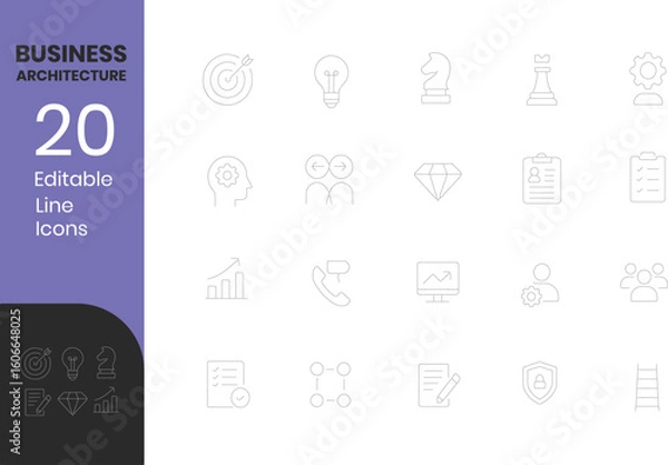 Obraz Business Architecture Editable vector line Icons set