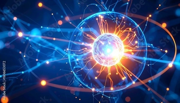 Fototapeta Abstract sphere with luminous energy