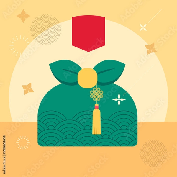 Obraz 한국 전통 일러스트. 명절 선물, 보자기 일러스트 디자인, 벡터 일러스트.