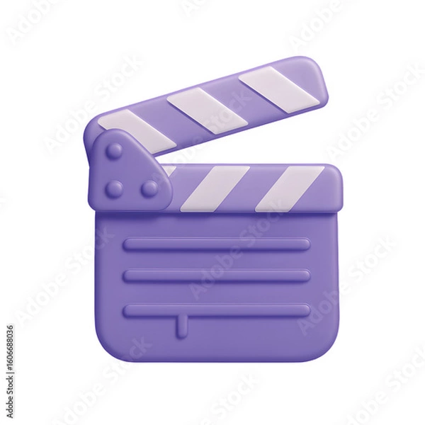 Fototapeta 3D Clapperboard Icon for Video Editing and Film Production