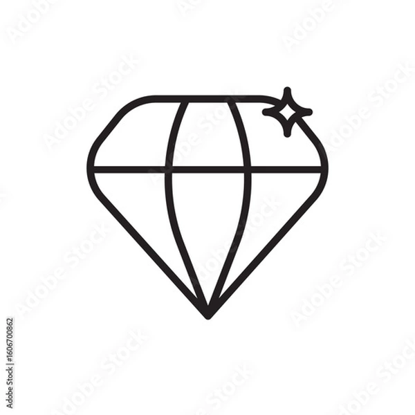 Fototapeta diamond icon outline editable stroke line drawing eps