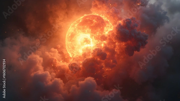 Fototapeta supernova explosion in space. colorful smoke visualization. ultra realistic cosmic art. stunning galaxy imagery inspiration.