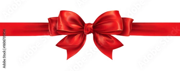 Fototapeta Red ribbon bow on a black background (1)