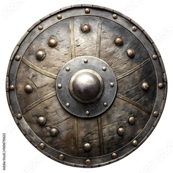 Fototapeta Ancient Medieval Round Shield Metalwork and Defense