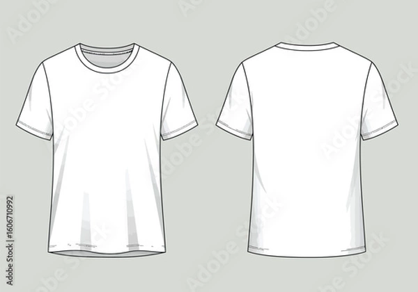 Obraz White T-Shirt Template Front and Back – Flat Vector