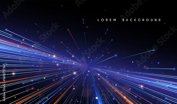 Fototapeta Light motion lines effect on black background
