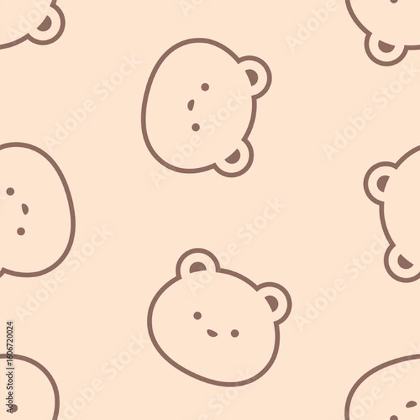 Obraz Cute bear seamless pattern design for background, wallpaper, fabric, textile design, card, wrapping paper, notebook, carpet, diary cover, blanket, blanket for kids, tile design, decorative, and etc.