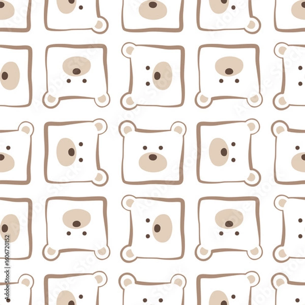 Obraz Cute bear seamless pattern design for background, wallpaper, fabric, textile design, card, wrapping paper, notebook, carpet, diary cover, blanket, blanket for kids, tile design, decorative, and etc.
