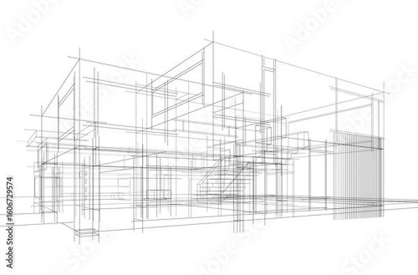 Fototapeta architectural sketch of a house