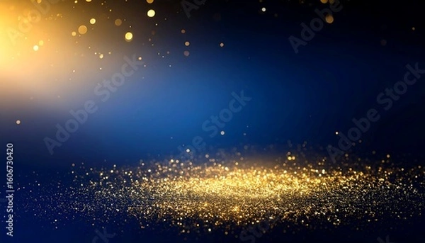 Obraz Abstract golden sparkles on a dark blue background