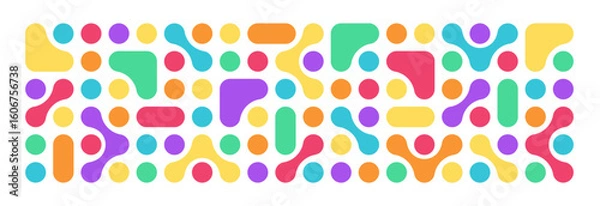 Fototapeta Colorful abstract organic shape and blob pattern. Design for children or playful background. Geometric metaball, packaging, ads, branding, banner, label, poster, print.
