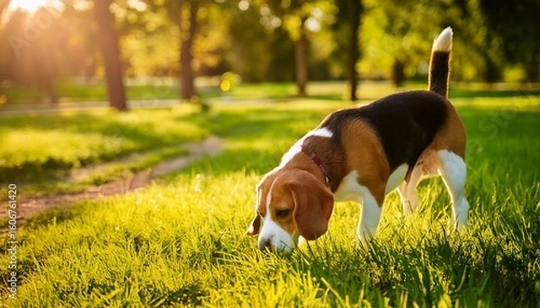 Fototapeta Beagle Exploring a Park