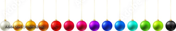 Fototapeta Color Christmas Baubles set isolated on white background.