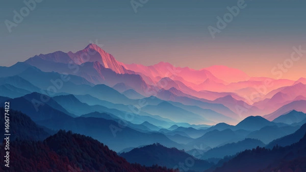 Obraz Colorful Mountain Range At Sunset
