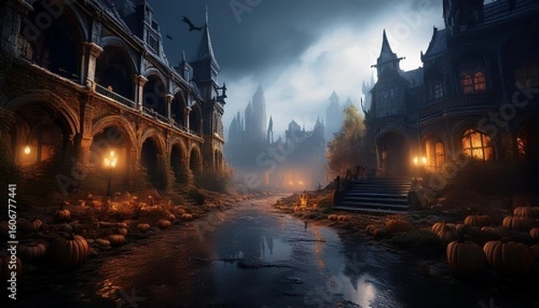 Obraz ghost city background, AI generated