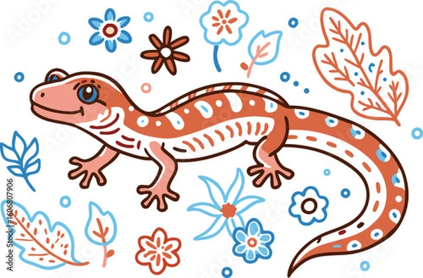 Fototapeta Beautiful Newt with white background