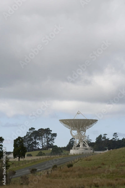 Obraz Satellite Dish in Rural Setting Vertical Perspective