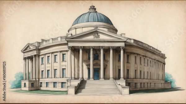 Fototapeta Old Buildings Illustration, Isometric Building Illustration,