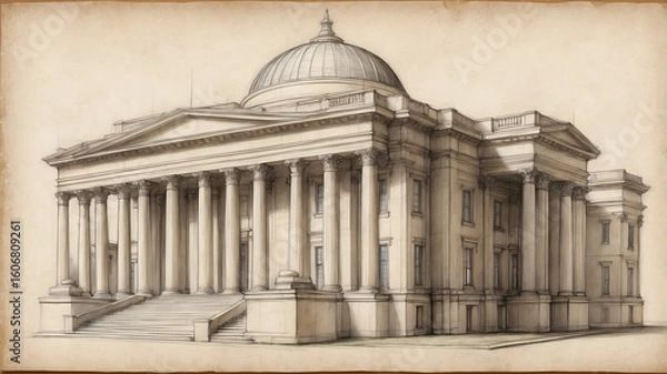 Fototapeta Old Buildings Illustration, Isometric Building Illustration,