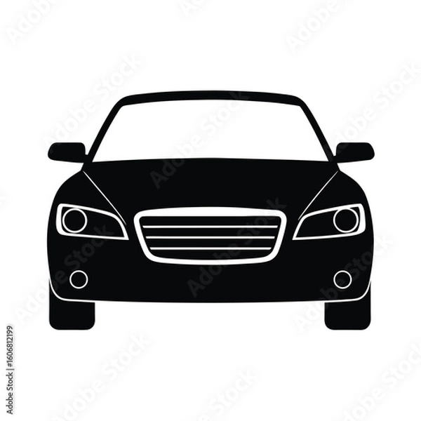 Fototapeta Black car silhouette from the front view.