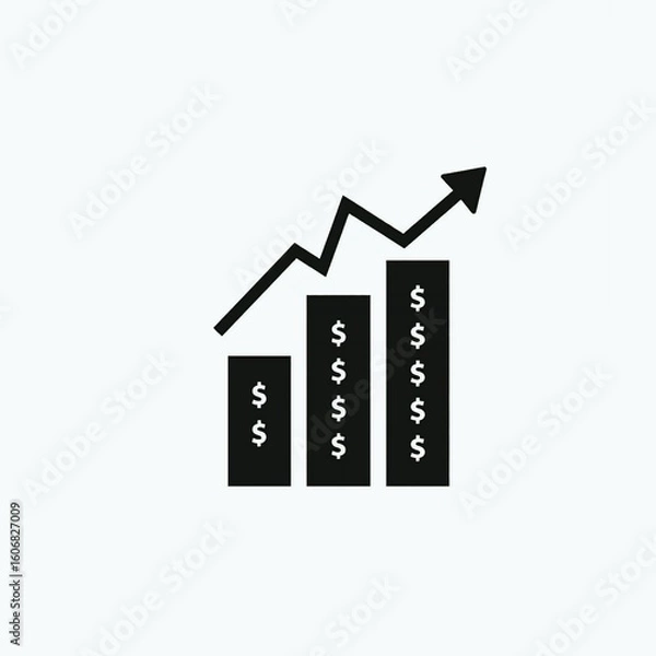 Obraz Profit and Revenue Growth Graph with Dollar Symbols
