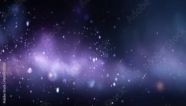 Fototapeta Abstract purple and dark blue background with glittering particles.