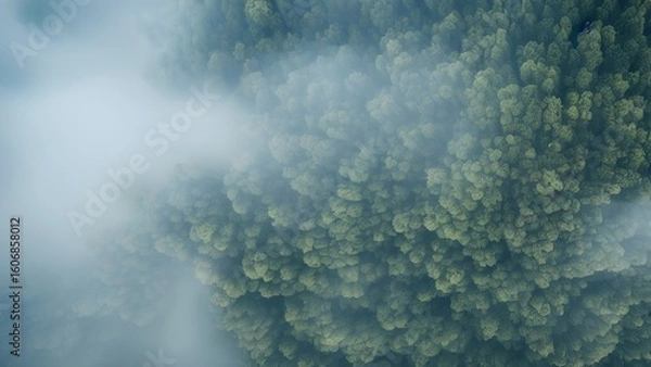 Fototapeta Vast blue sky with swirling white clouds and wisps of dark smoke creating a textured and abstract backdrop
