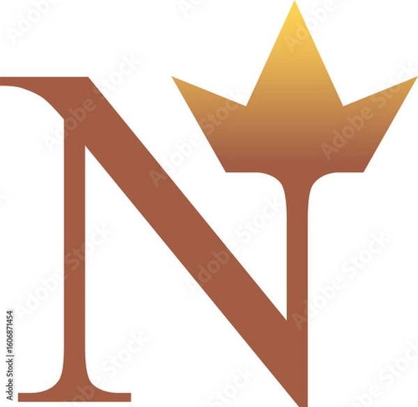 Fototapeta Royal N Logo with Crown