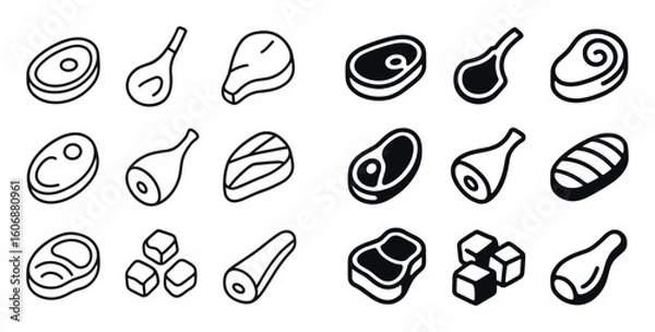 Fototapeta Minimalist Meat Icons