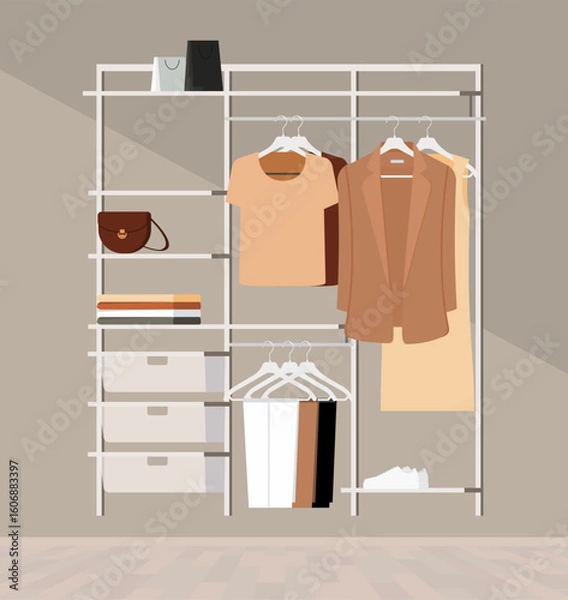 Obraz Wardrobe storage system, wardrobe filling.