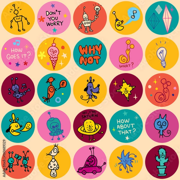 Fototapeta fun cartoon characters seamless pattern