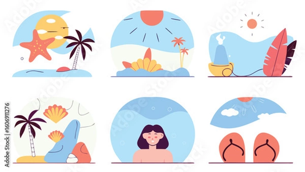 Fototapeta set of winter icons