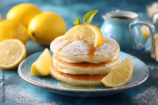 Obraz Stacked Lemon Ricotta Pancakes Breakfast Delight