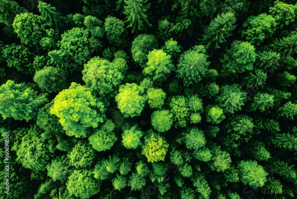 Obraz Drone View of Lush Forest Canopy