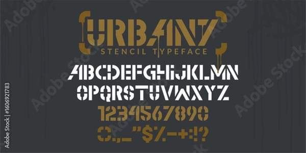 Obraz Abstract Stencil Urban Street Art Graffiti Alphabet Typeface Digital Typography Vector Illustration