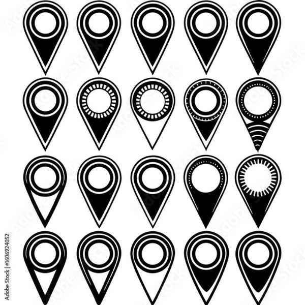 Fototapeta “Map Pin Icons – Minimalist Location Marker Vector Set for Navigation and UI Design”