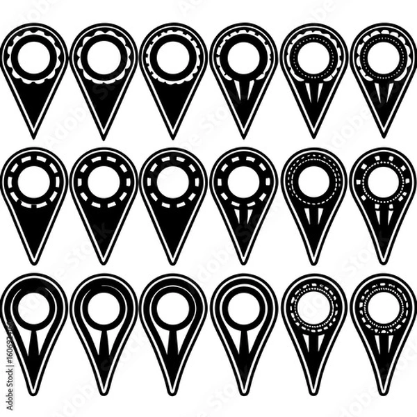 Fototapeta “Map Pin Icons – Minimalist Location Marker Vector Set for Navigation and UI Design”