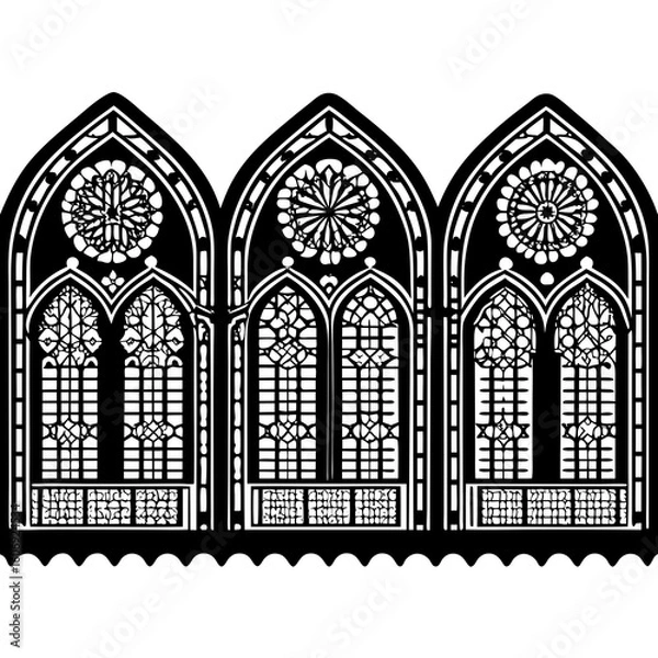 Fototapeta “Gothic Stained Glass Windows – Historic Cathedral Architecture Vector Set”
