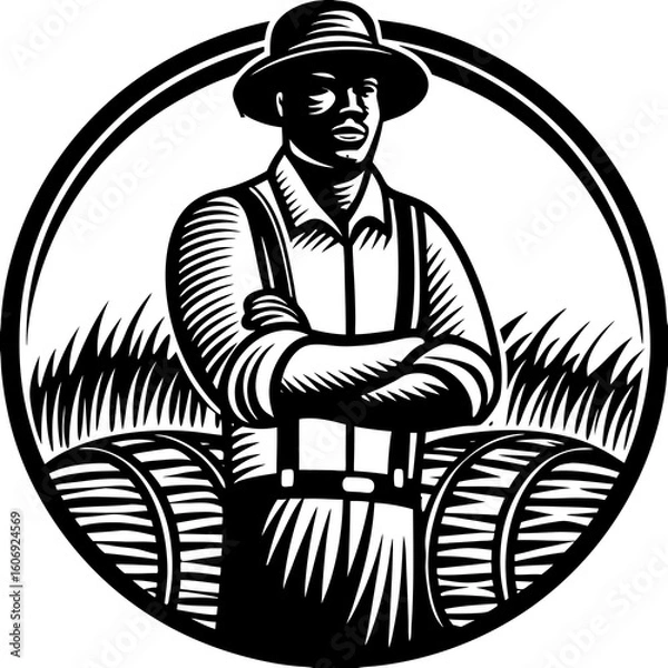 Fototapeta “Retro Character Portraits – Vintage Worker and Gentleman Vector Illustration Set”