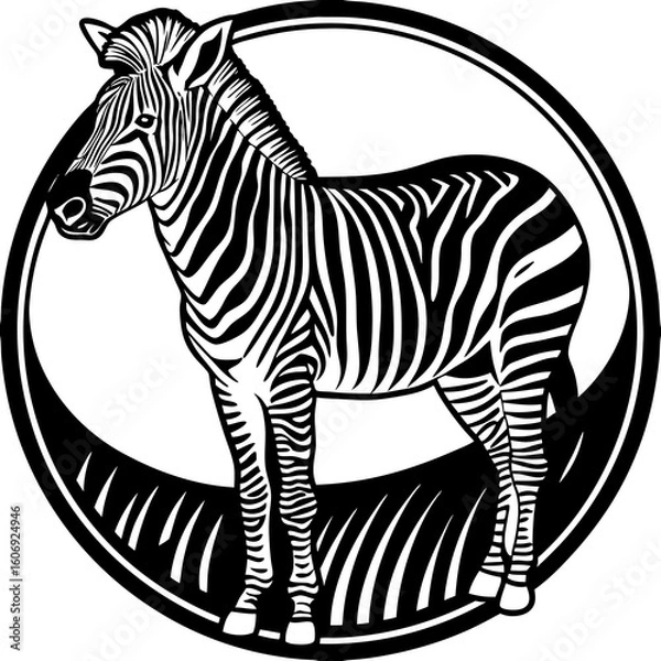 Fototapeta “Black and White Vector Zebra Illustrations – Wildlife Silhouette Set”
