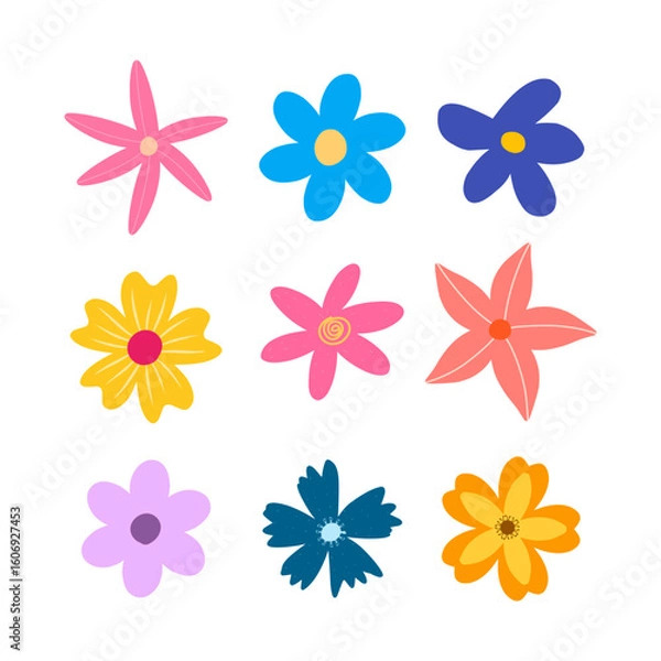 Fototapeta Colorful Simple Flower Design On white Background