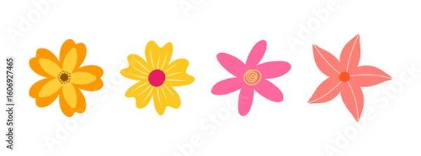 Fototapeta Colorful Simple Flower Design On white Background